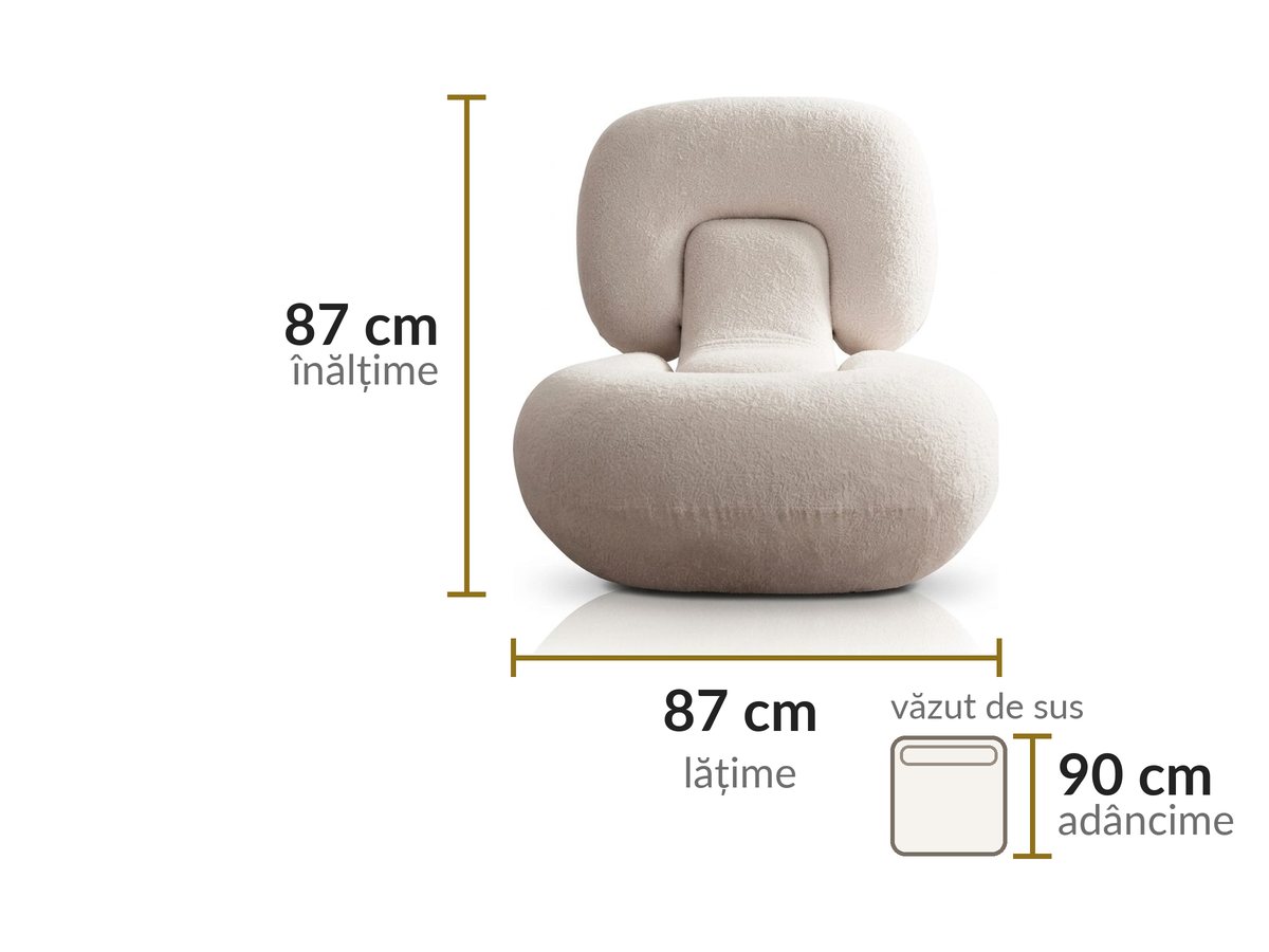 Dimensiuni: lățime 87 cm, adâncime 90 cm, înălțime 87 cm